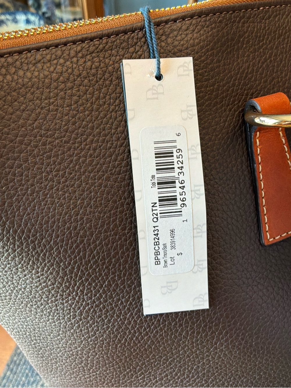 Dooney & Bourke Two-Tone Color block Pebble Leather Tobi Tote bark - Picture 3 of 16